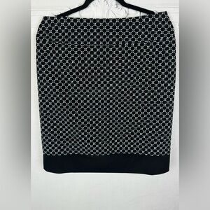 Classy Black Cotton Wool Pencil Midi Geo Print Lined Skirt